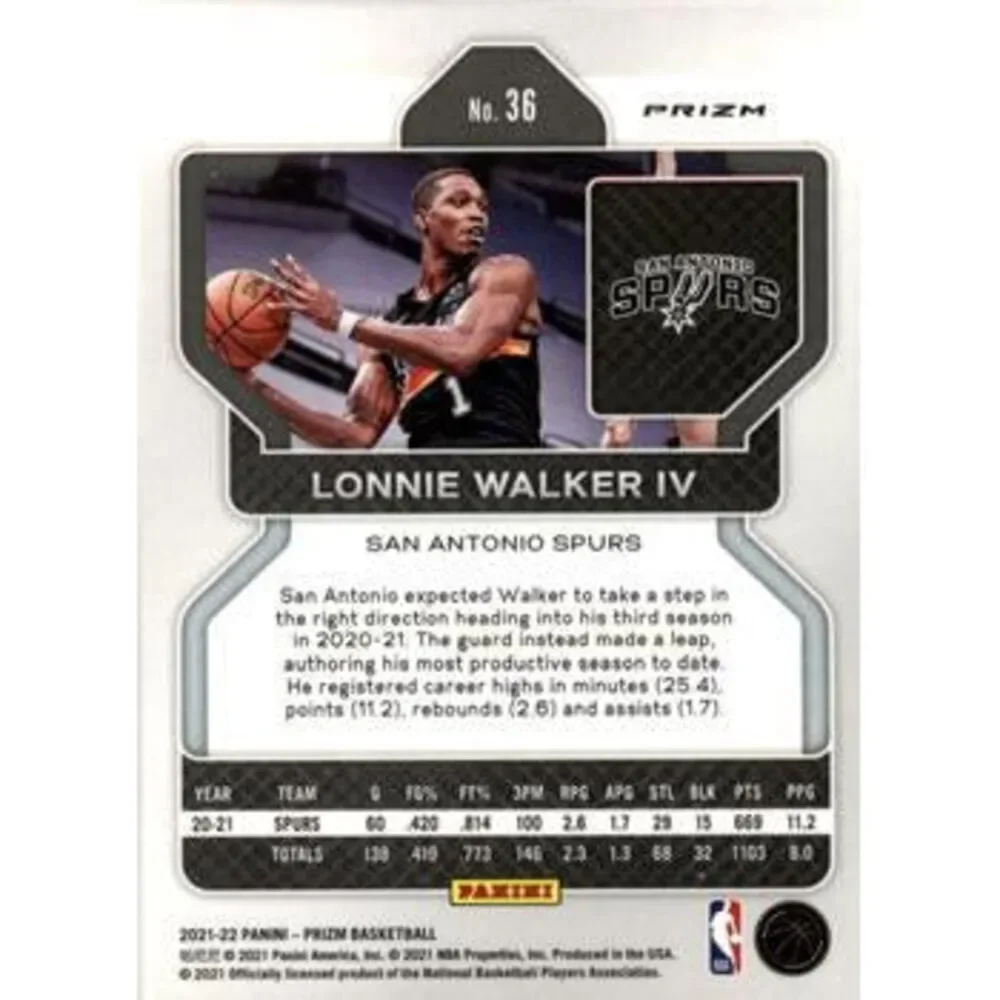 2021-22 Panini Silver Prizm Lonnie Walker IV 36 San Antonio Spurs